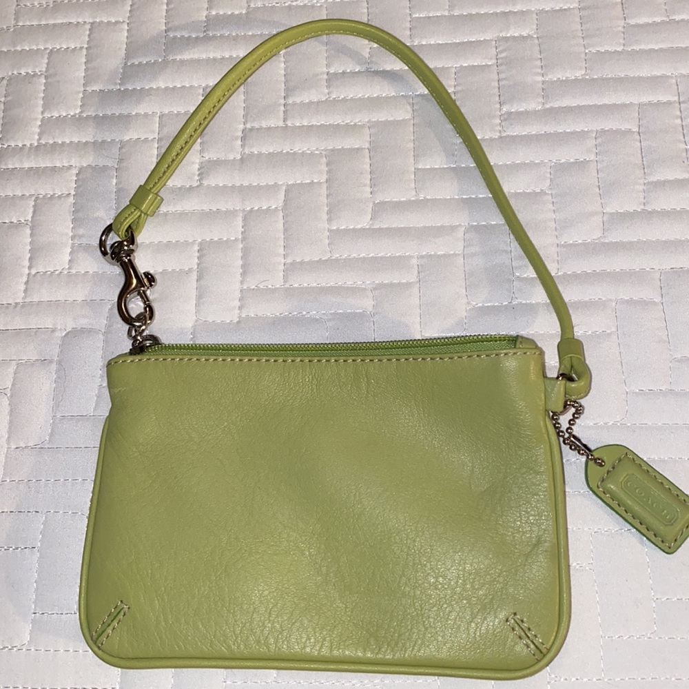 Authentic COACH Coated leather zip top wallet /wristlet